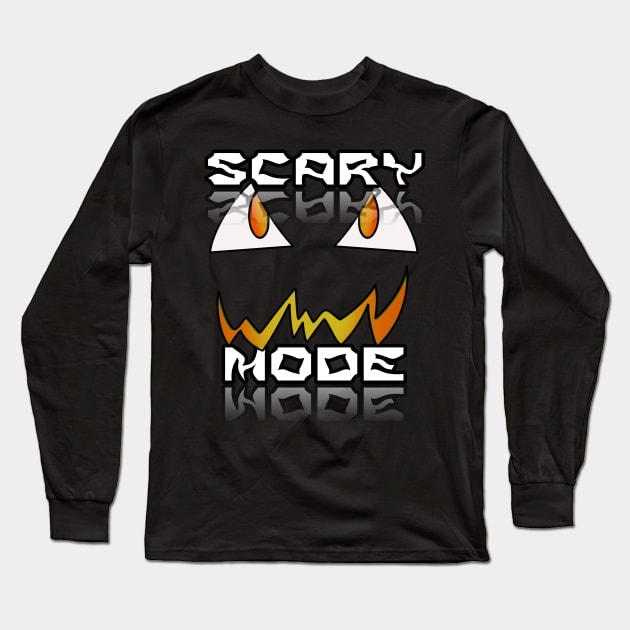 Jack O Lantern Face - Halloween Costume - Scary Mode - Fire Orange Long Sleeve T-Shirt by MaystarUniverse